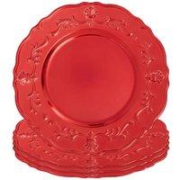 Orsina 33cm Set of 4 Red Baroque Charger Plate Set, versatile Dinnerware Set Charger Plates for all Ocassions