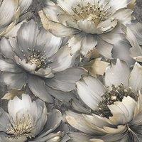 Muriva Aminah Floral Wallpaper in Dark Grey