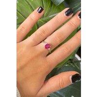 Outrage London Silver Personalised Ruby Oval Stone Ring | Size: 6