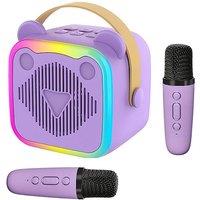 Dragodirect K10 Portable Karaoke Machine 2 Wireless Mics Colorful RGB in Purple