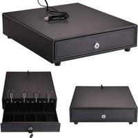 Kelvenix Cash Register Till Drawer Money 4 Bills 5 Coins Removable Tray Safe in Black