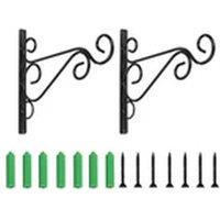 Havendro 2PCS Garden Hanging Basket Brackets Plant Hanger Hook in Black