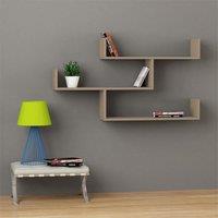 Decortie Tibet' Wall-Mounted Bookcase Display Unit 120cm Wide in Grey | Size: 1 Pack