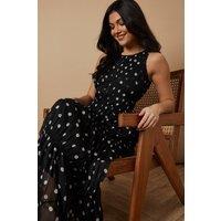 Oasis Women's Mono Spot Contrast Piping Midi Dress | Size: 14