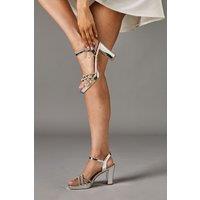 Coast Women's Taylor Faux Leather Diamante Platform Heel Sandals in Silver | Size: 6