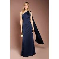 Coast Women's Honoured Drape One Shoulder Satin Maxi Bridesmaid Dress in Navy | Size: 8