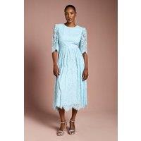 Coast Women's Lace Short Sleeve Midi Dress in Aqua | Size: 12