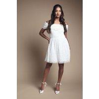 Coast Women's Bardot Full Skirted Embellished Bridal Mini Dress in Ivory | Size: 8