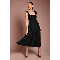 Coast Women's Sleeveless Crepe Midi Dress With Bow Detail Straps in Black | Size: 16