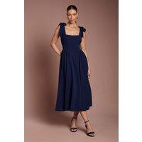 Coast Women's Sleeveless Crepe Midi Dress With Bow Detail Straps in Navy | Size: 12