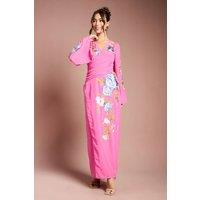 Coast Women's Embroidered V Neck Wrap Midi Dress in Hot Pink | Size: 14