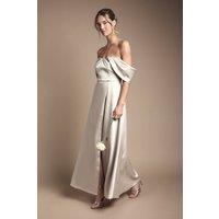 Coast Women's Bandeau Wrap Skirt Maxi Bridesmaid Dress in Champagne | Size: 12