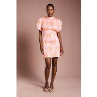 Coast Women's Puff Sleeve Jacquard Mini Dress in Pink | Size: 14