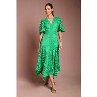 Coast Women's Placement Lace Hanky Hem Dress in Green | Size: 12