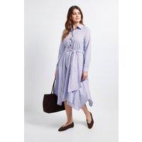 Wallis Women's Stripe Belted Shirt Dress in Blue | Size: 10