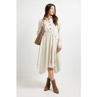 Wallis Women's Stripe Belted Shirt Dress in White | Size: 16