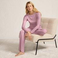 Lands' End Women's Lightweight Ribbed Knit Pyjama Set in Rose | Size: 16-18