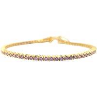 Harfi Women's Gold Plated Amethyst February Birthstone Gemstone Tennis Bracelet | Size: 7 inches