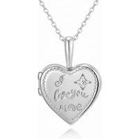 Harfi Women's I Love You More Heart Charm Sterling Silver Locket Necklace | Size: 18 inches