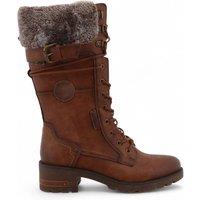 Mustang Women's Mid-Calf Faux Fur Winter Combat Boots in Brown | Size: 5.5