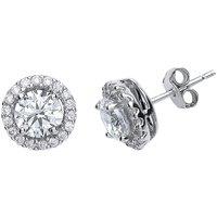 Jewelco London Women's Silver CZ Halo Stud Earrings