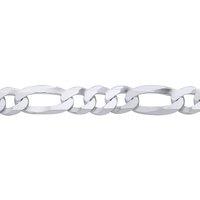 Jewelco London Women's Sterling Silver Diamond Cut Figaro Bracelet 8.5 inch