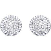 Jewelco London Women's Silver CZ Round Cluster Stud Earrings