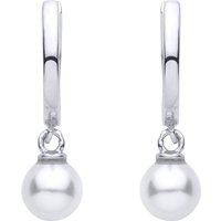Jewelco London Women's Silver Huggie Hoop Freshwater Peal Drop Earrings