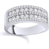 Jewelco London Women's Silver CZ 5 Row Channel Set Framed Half Eternity Ring | Size: O