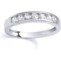 Jewelco London Women's Silver CZ 7 Stone Channel Set Band Half Eternity Ring | Size: Medium