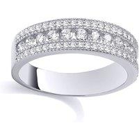 Jewelco London Women's Silver CZ Trilogy 3 Row Parted Channel Set Half Eternity Ring | Size: O