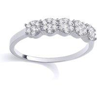 Jewelco London Women's Silver CZ 7-Stone Daisy Cluster Eternity Ring | Size: R