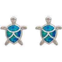 Latelita Women's Turtle Blue Opalite Stud Earrings Silver