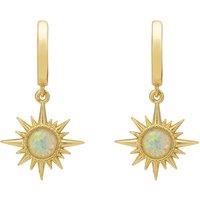 Latelita Women's Apollo White Opal Starburst Huggie Hoop Earrings Gold