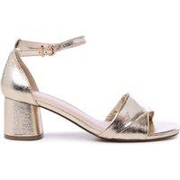 Paradox London Women's Maxine' Block Heel Ankle Strap Sandals in Metallic Gold | Size: 7
