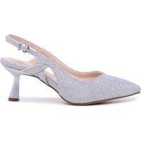 Paradox London Women's Glamora' Wide Fit Slingback Heels in Silver | Size: 4E