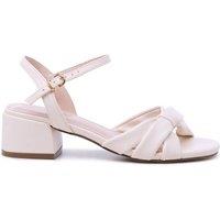 Paradox London Women's Nirvani' Wide Fit Block Heel Sandals in Cream | Size: 8E