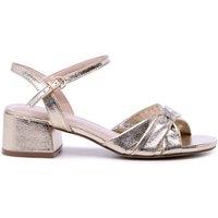 Paradox London Women's Nirvani' Wide Fit Block Heel Sandals in Metallic Gold | Size: 8E