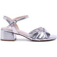 Paradox London Women's Nirvani' Wide Fit Block Heel Sandals in Metallic Silver | Size: 4E