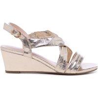 Paradox London Women's Janis' Wide Fit Wedge Sandals in Metallic Gold | Size: 7E