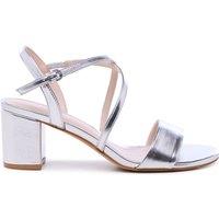 Paradox London Women's Honeysilk' Wide Fit Block Heel Sandals in Metallic Silver | Size: 8E