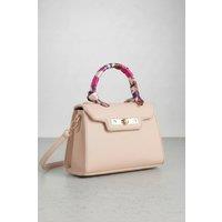 SVNX Women's Small Crossbody Bag with Scarf Handle in Nude