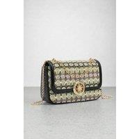 SVNX Women's Crochet Detail Shoulder Bag in Black