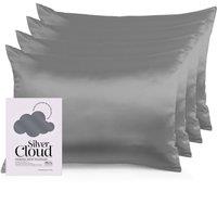 Silver Cloud Women's Silver Ion Infused Satin Pillowcase Charcoal - 4 Pack in Dark Grey