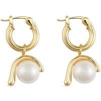 Elk & Bloom Women's Chunky 14K Gold Pearl Hoops