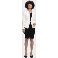 LBV Fashion Women's Petite Cream Beadline Frill Jacket in Off-White | Size: 12