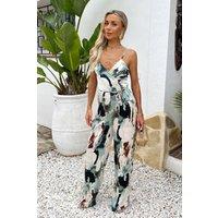 AX Paris Women's Multi Smudge Print Strappy Cowl Neck Jumpsuit | Size: 8