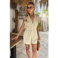 AX Paris Women's Stone Collared Shirt Playsuit | Size: 12
