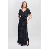 Gina Bacconi Women's Daphne Velvet Maxi Dress With Chiffon Cape in Black | Size: 14