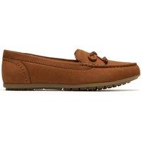 Clarks Women's Elliotte Sail Tan Nubuck Loafers, Slip Ons, Moccasins in Brown | Size: 8-Standard Fit